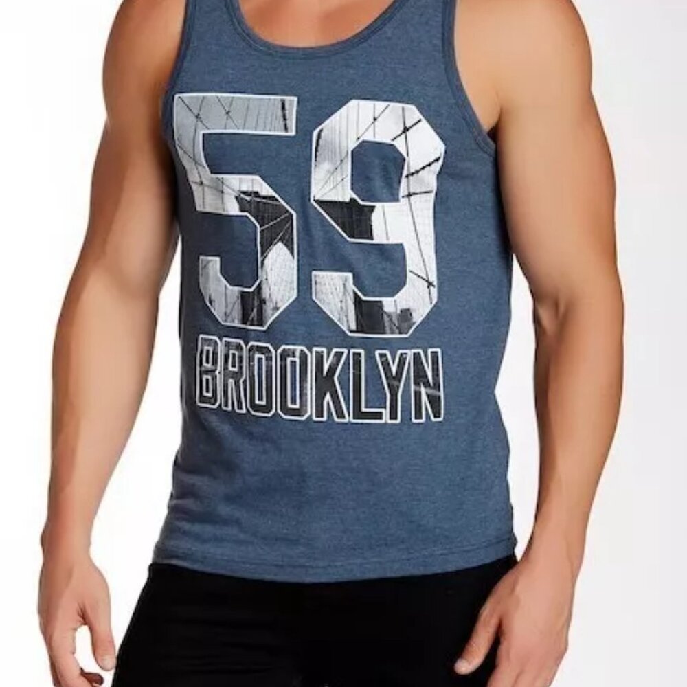 FIFTH SUN Blue 59 Brooklyn Graphic Tee Tank Men Size: S NWT